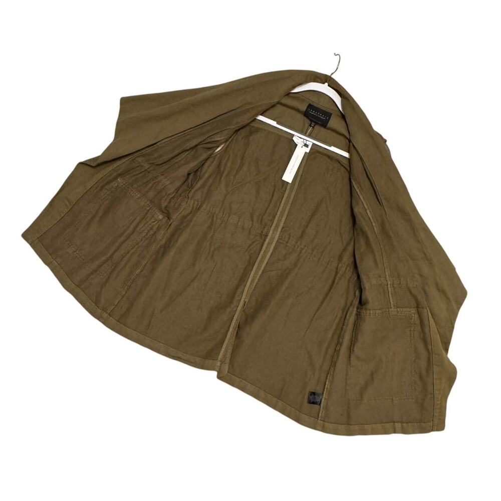 NWT Linen Cotton Sanctuary Sleeveless Army Green Drawstring Vest with Pockets - Picture 6 of 8